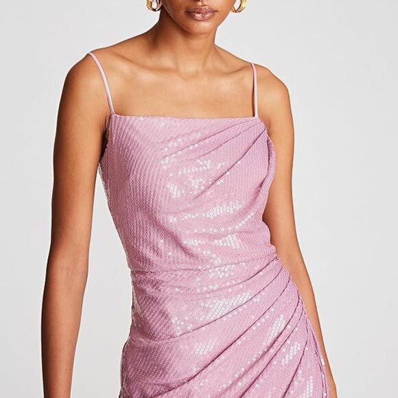 HALSTON Alania Gown in Stretch Sequin Wisteria Sz US 10 - Picture 1 of 3